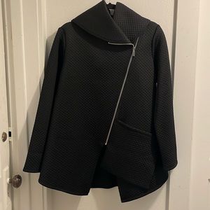 Asymmetrical zippered knit jacket
